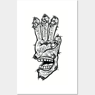 THREE FINGER MONSTER TASTY TREATS DESIGN T-shirt STICKERS CASES MUGS WALL ART NOTEBOOKS PILLOWS TOTES TAPESTRIES PINS MAGNETS MASKS T-Shirt Posters and Art